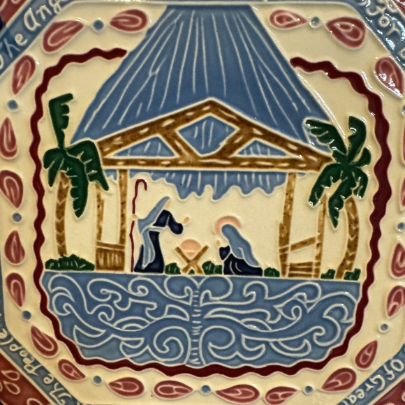 Vintage J Duban Designs Hanging Ceramic Nativity Tile Handcrafted Luke 2:10 - Picture 4 of 7